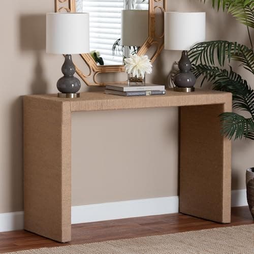 Bali & pari Colandra Modern Bo...Natural Seagrass Console Table
