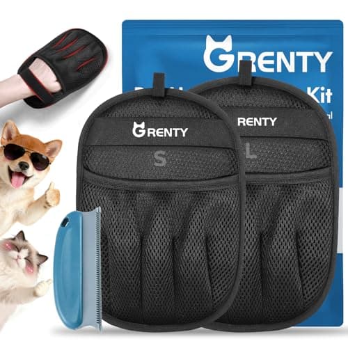 GRENTY 2 PCS Pet Hair Removal Glove for Dogs & Cats, Upgraded Five-Finger Electrostatic Pet Hair Remover, Pet Hair Removal Tool for Clothing, Carpets, Sofa Gaps, and Car Seat