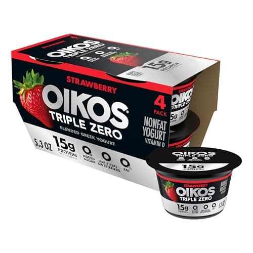 Oikos Triple Zero Strawberry N...tein Yogurt, 4 Ct, 5.3 OZ Cups