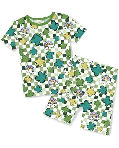 babee Reshinee Bamboo Viscose Toddler Pajamas Boys Girls Kids Baby Cool Short Summer St. Patrick's Day 18-24 Months Two Piece