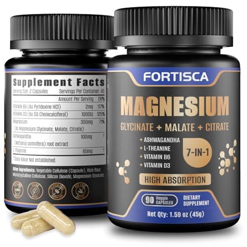 FORTISCA Triple Magnesium Complex 500mg 7 in 1 Magnesium Supplement with Glycinate Malate Citrate, 90 Capsules $6.98