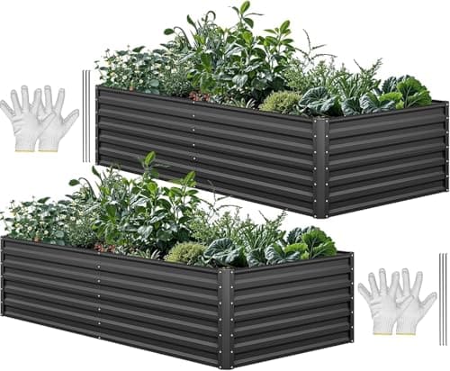YITAHOME 2pcs 8x4x1.5 ft Galva...d for Plants Vegetables, Black