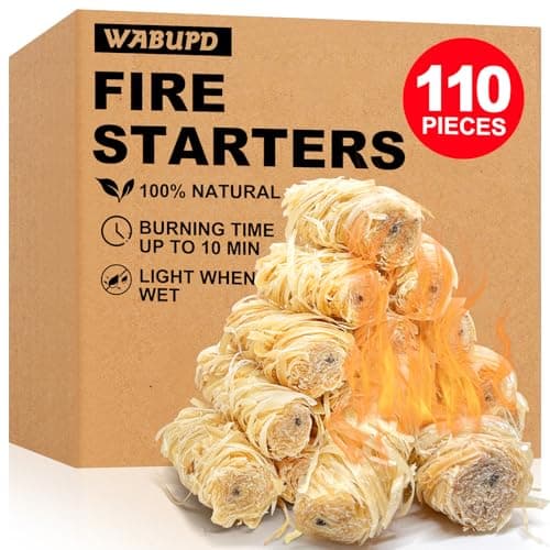 WABUPD 110 Pcs Fire Starter - Natural Fire Starters for Fireplace, Pellet Stove, BBQ, Pizza Oven, Fire Pit &Chimney, Fire Starters for Grill, Charcoal Starter