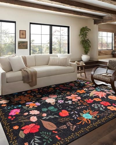 CRYPTOLITE Area Rug 8x10, Wash...ng Room, Kids Playroom (Black)