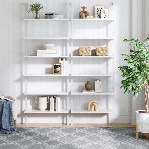 Nathan James Theo 6-Shelf Tall...e, Matte White/White, Set of 2