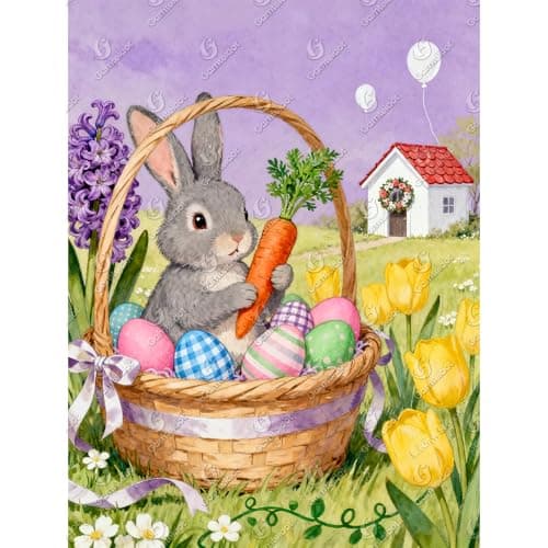 Gamteldot Easter Eggs Diamond Art,Diamond Art Kits for Adults Beginner,DIY Easter Rabbit Diamond Painting Kits 5D Full Drill Gem Art Craft with Complete Tools,for Home Wall Decor and Gift-12x16in