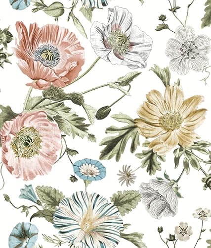 RoomMates Vintage Poppy Pink Peel & Stick Wallpaper