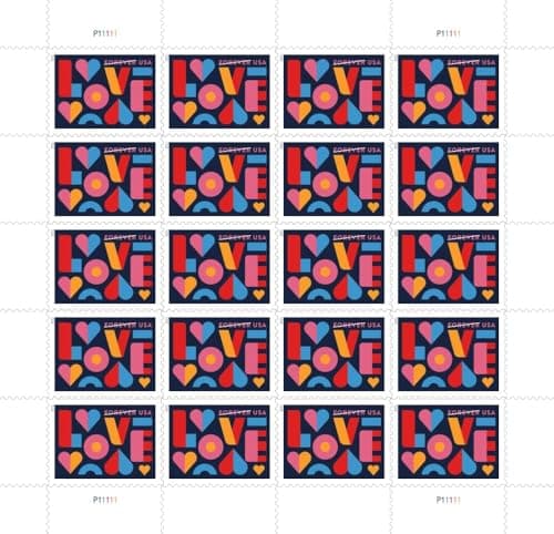 United States Postal Service Love 2021 Postage Stamps (Sheet of 20)