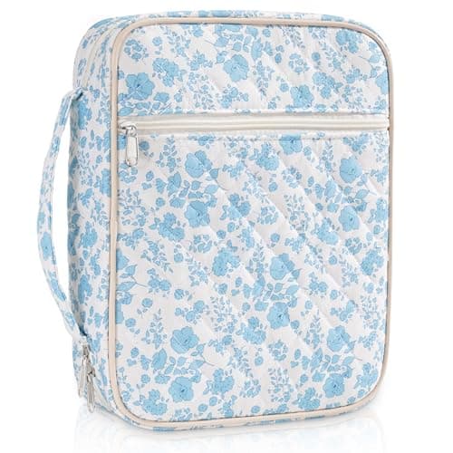 UUYUUY Bible Cover Case for Women Large Floral Bible Bag Organizer Quilted Study Supplies Accessories Carrying Cases for Girls Portable Tote Bag Christian Gifts