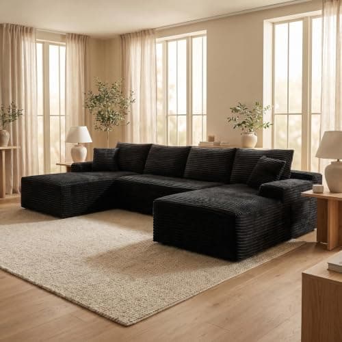 132" Oversized U-Shaped Cloud ...ofa with Double Chaise Lounges