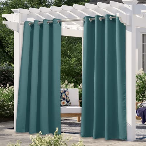 NICETOWN Outdoor Blackout Curt...bor, Teal, 1 Panel, W52 by L95