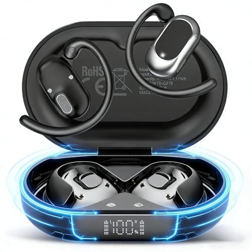 Open Ear Headphones, 2026 Over Ear Earbuds with Ergonomic Earhook, IP7 Waterproof Sports Headphones, BT5.4 Headphones with 4 Noise Canceling Mic, 36H Wireless Earbuds Stereo Sound, for Running,Cycling