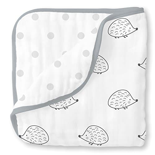 SwaddleDesigns 4-Layer Cotton ...ches, Black Hedgehogs and Dots