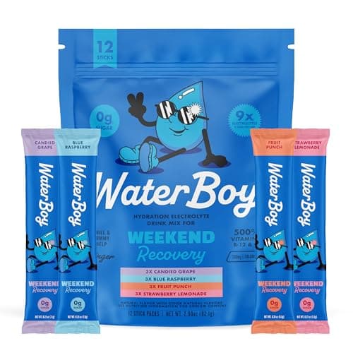 Waterboy - Weekend Recovery, Variety Pack, Sugar Free Electrolytes Powder Drink Mix - 12ct Hydration Packets