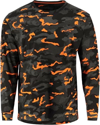 Legendary Whitetails Mens Long Sleeve T-Shirt Preshrunk 100% Heavyweight Cotton Graphic Tee, Blazing Camo, 4X-Large Tall