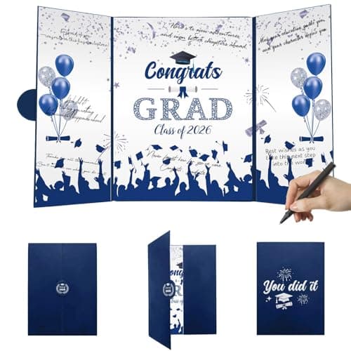 2026 Graduation Guest Book Alternative Signature Certificate Graduation Party Supplies, Black Blue Class of 2026 Graduation Party Supplies Guest Book for College High School Unique Graduation Present