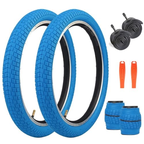 ZUKKA 20 x 2.125 Bike Tire 20 Inch Tires Kids Bike Tire Folding Replacement Tire for Kids Bike MTB Mountain Bike (20x2.125 Inch / 2 Tires+2 Tubes+2 Levers/Light Blue)