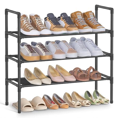 Songmics 3-Tier Metal & Fabric Shoe Rack for $10 + free shipping w/ Prime