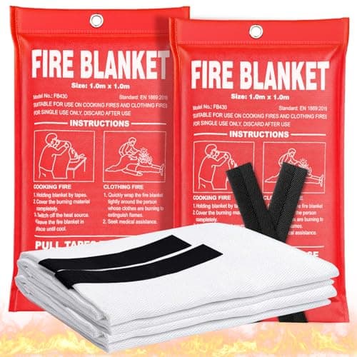 Andyssey Fire Blanket 2 Pack - 40" x 40" Prepared Emergency Fire Blanket