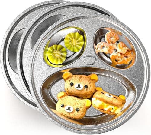 Titanium Kids Plates, Beyond Food-Grade Toddler Plates Naturally Hygienic Baby Plates Balanced Nutrition Smart Divided Portion Control Plate Non - Toxic Panda Shape Dishwasher Safe 3 Pack