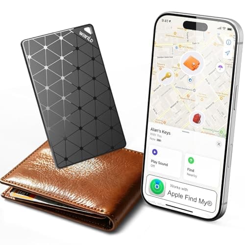 Wallet Tracker Card, [Apple MFi Certified] Ultra-Thin Item Finder Works with Apple Find My (iOS Only), Over 5-Year Battery Life, Slim Bluetooth Tracking Tag for Wallet, Luggage, Passport & Bags-Black