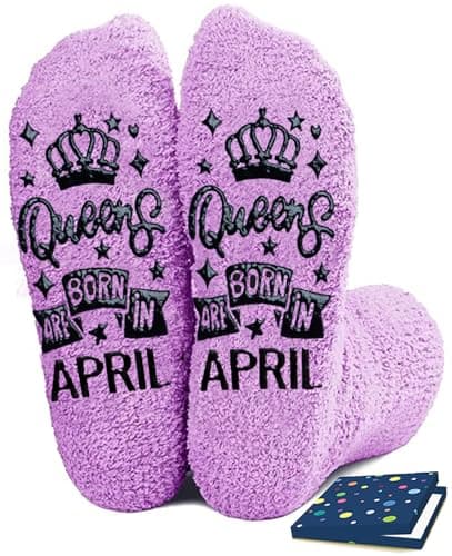FestiVibe April Birthday Gifts for Women Girl Her - Queen Born in April Birthday Socks Gifts Ideas