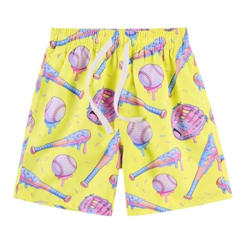 Cozople Teens Boys Quick Dry UPF50+ Beach Swim Trunks Funny Baseball Board Shorts Swimwear Summer Cool Lightweight Bathing Suit Size 14-16