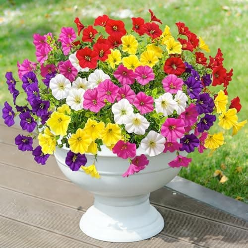 Besteek 20 Pcs Artificial Morning Glory Flowers for Outdoors, Multicolor