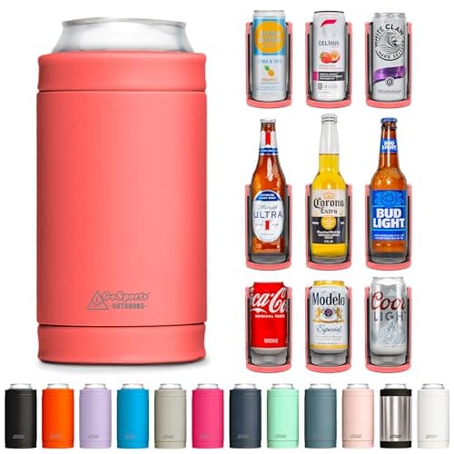 DUALIE 3 in 1 Insulated Can Co...Slim Cans, and Bottles - Coral
