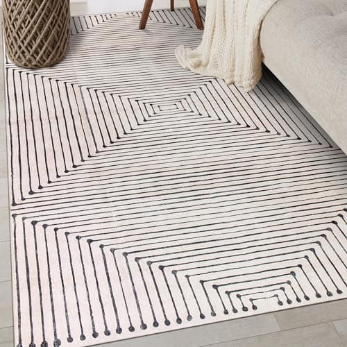 Rugshop Marbella Bohemian Stri...on Slip Area Rug 3' x 5' Beige