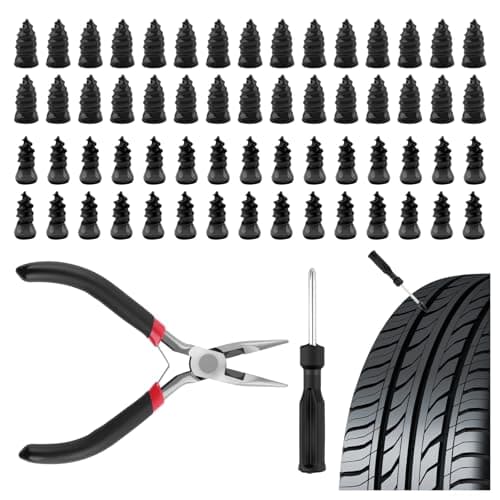 60-Piece Figpade Rubber Screw In Tire Repair Kit w/ 2 Size Plugs, Screwdriver and Pliers   $4.89 + Free Shipping w/ Prime or on $35+