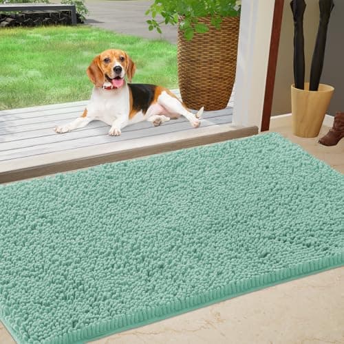 IM HOME Chenille Absorbent Outdoor Doormat 36" x 24", Washable Muddy Door Mats for Dog Non Slip Indoor Doormat Dog Mat for Muddy Paw Front Inside Doormats for Entryway Sage Green
