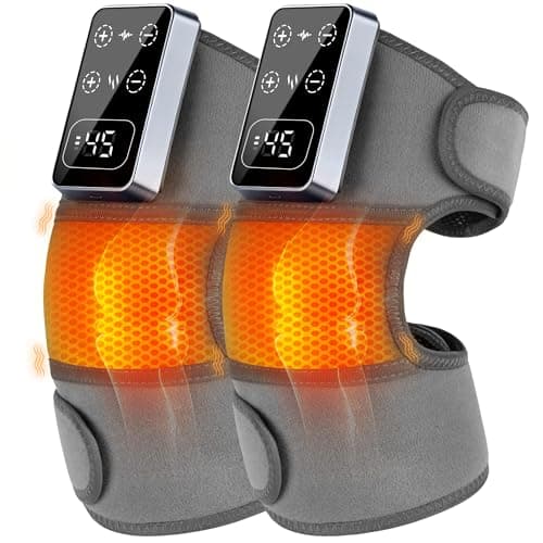 YAZHI Cordless Knee Massager for Pain Relief – Electric Heated Knee Brace, 5 Heat Levels & 3 Massage Modes, Gifts for Men and Women 2pack