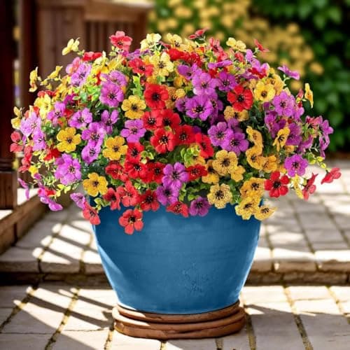 LetuoClips Artificial Flowers Fake Plants for Outdoors Summer Decoration, 13 Bundles Silk Realistic UV Resistant Faux Flowers for Outside Planter Porch Yard Patio Garden Home Indoor, Mix