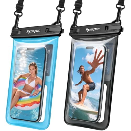 Rynapac Waterproof Phone Pouch Floating - 2Pack, [Up to 8.5''] IPX8 Waterproof Phone Case with Lanyard for iPhone 17 16 15 Pro Max, Touchscreen & Underwater Photography, Beach Travel Cruise Essentials
