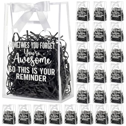 Shinylin 24 Pcs Employee Appreciation Clear Gift Bags Inspirational Clear Plastic Gift Bags with Handle Ribbon Sometimes You Forget Reusable Thank You Party Favor Bag for Coworker Teacher, White