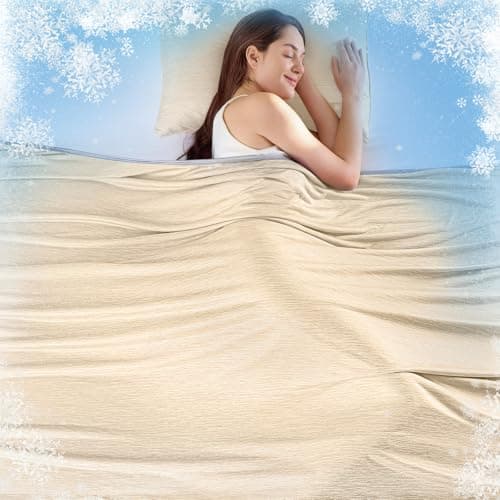 KMUSET Cooling Blanket Twin (60"x80"), Double Sided Summer Cooling Blankets for Hot Sleepers & Night Sweats, Cool Lightweight Blanket for Dorm Room Essentials, Picnic, Gifts for Women Oatmeal Beige