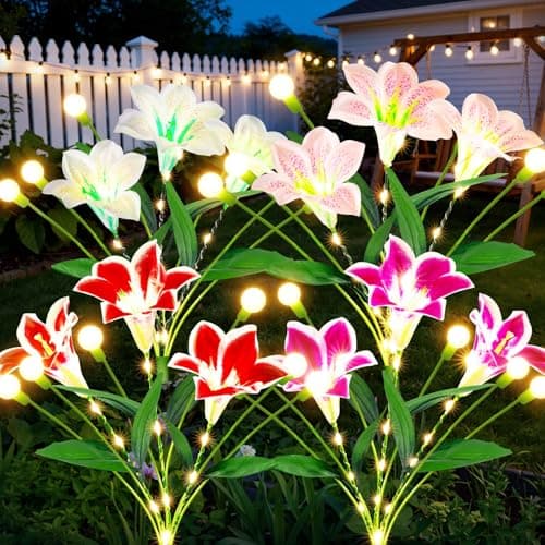 Prime Members: 4-Pk WdtPro 2-in-1 Solar Lilies Firefly Swaying Lights $20 + Free S&H