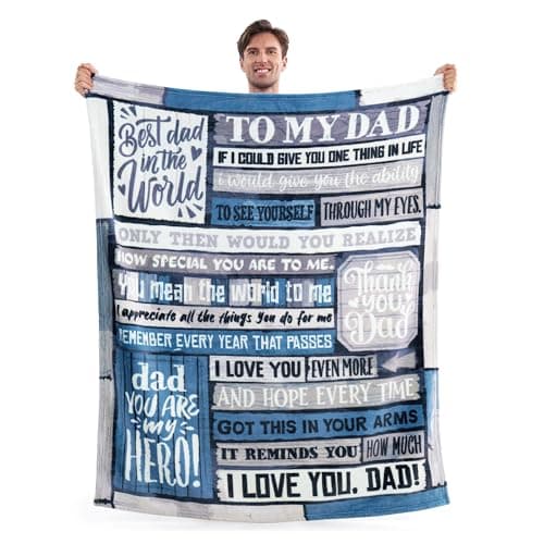 Joiedomi Dad Birthday Gifts from Daughter Son Super Soft Flannel Throw Blanket Dad Blanket for Father's Day Christmas 50" x 60" Grey