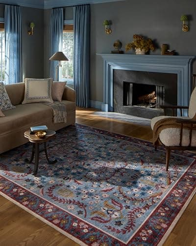 Loloi Rifle Paper Co. Canopy C...ed/Blue 7'-6" x 9'-6" Area Rug