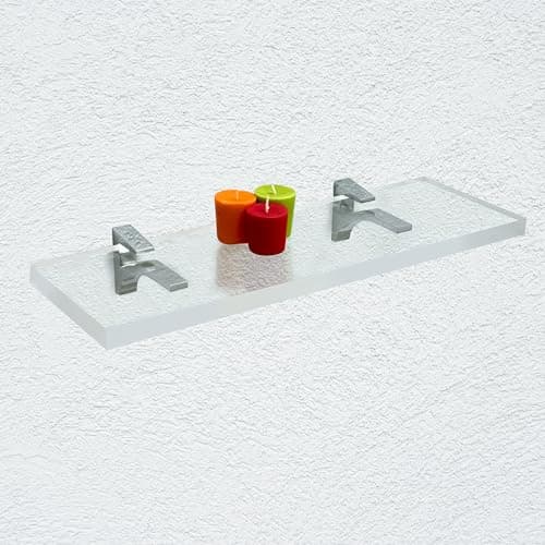 Clear Acrylic Shelves for Wall...ews and Chrome Finish Brackets