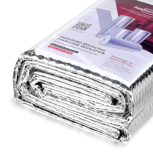 AggSound Reflective Insulation Aluminum Foil Sheets 23.6 in X 10ft，6mm, Bubble Wrap for Packing Attic Door Insulation Cover, Window Tint for Home Heat Blocking, Window Film, Garage Door Screen