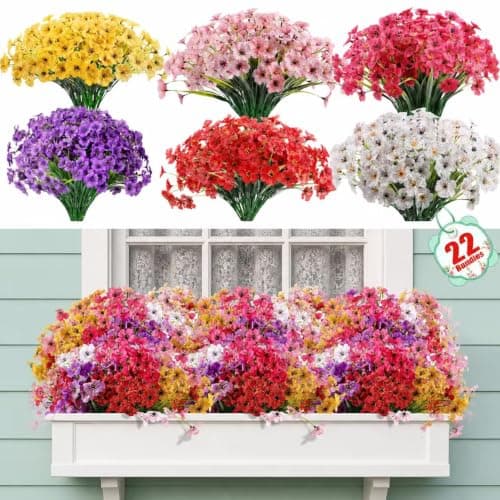 22-Pack Powbrace Artificial Silk Flowers for Outdoor & Indoor Decoration (Multi-Color) $8.99 + Free Shipping w/ Prime or on $35+