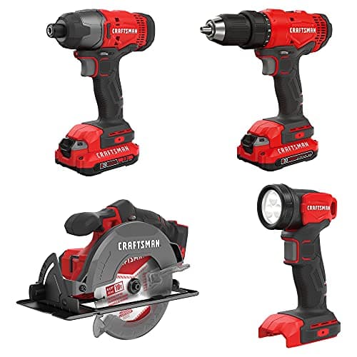 [AC] $129 | CRAFTSMAN V20 MAX 4-Tool Cordless Power Tool Combo Kit (CMCK401D2AM) at Amazon