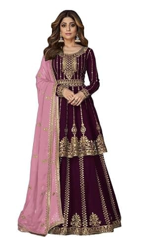 ArtZiya Fashion Women's Georgette Stunning Anarkali Gown type pakistani with dupatta salwar kameez-9125