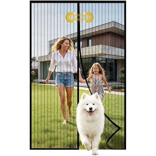 Magnetic Screen Door 38 x 83 Inch, Fits Door Opening Up to 36 x 82 Inch, 32-Magnet Center Closure with Weighted Rod Bottom, Heavy-Duty Mesh Hands Free Self-Closing, Pet Friendly, Easy Install