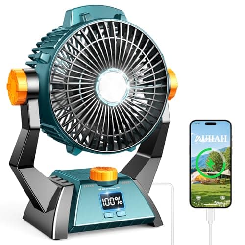 AUIIAH Rechargeable Camping Fan w/ LED Light from $15