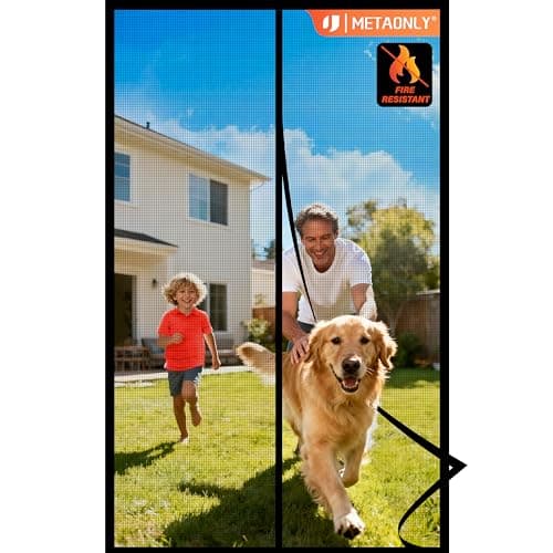 METAONLY Fiberglass Magnetic Screen Door Mesh Fits 36" x 80" Door - Curtain Size 38" x 82", Works for Patio, Sliding Door, Keeps Bug Mosquito Out, Fresh Air Flow, Black
