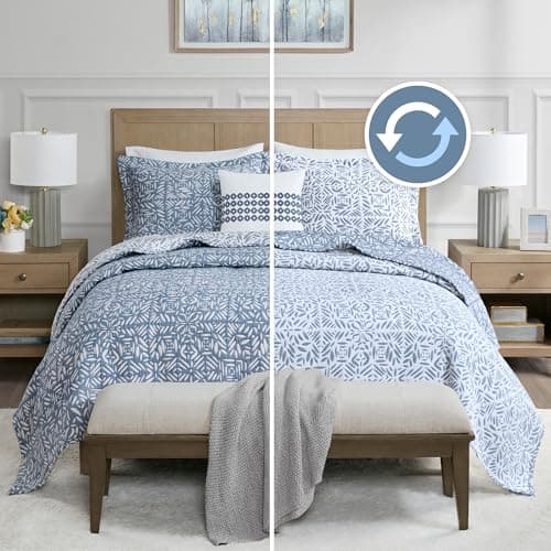 Madison Park Quilt Set Metelas...y, King/Cal King, Blue 3 Piece