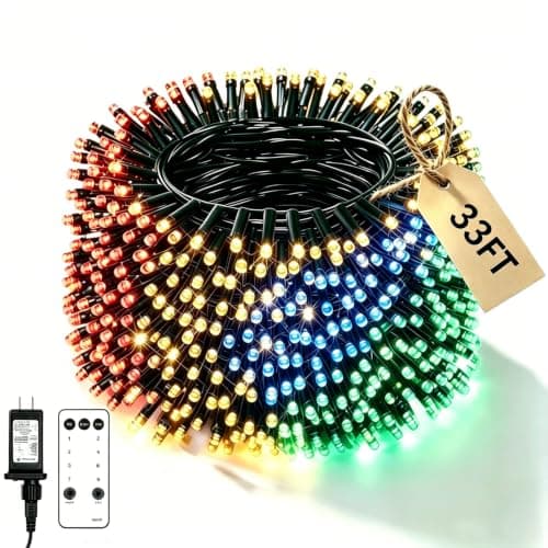 Ecoeve 33ft 100 LED Christmas Fairy Lights, 8 Modes Remote Timer,Multicolor